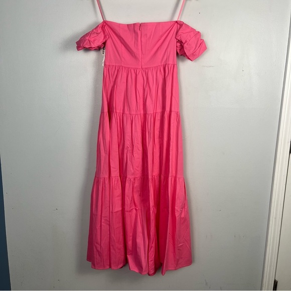 New STAUD Elio Off-shoulder Dress in Cotton Poplin size 00 in Plumeria - Picture 6 of 9